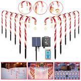 😍Outdoor Candy LED Cane Light Solar Powered ,Waterproof ,8 Modes (1 Set of 12)