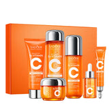 🎉（free shipping）Five-dimensional C Whitening Brightening Skin Care Gift Box(Cream 50g Emulsion 100ml Essence 30ml Eye Cream 20g Facial Cleanser 100g Lotion 130ml)