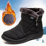 Warm Ladies Snow Boots, Women's Side Zipper Waterproof Cotton Boots