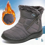 Warm Ladies Snow Boots, Women's Side Zipper Waterproof Cotton Boots