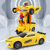 Electric stunt car transforming robot lights music universal driving educational toy car