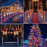 😍Outdoor Candy LED Cane Light Solar Powered ,Waterproof ,8 Modes (1 Set of 12)