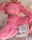 🎁Last Day ✨Pure Color Drawstring Fashion Hooded Sweater Set