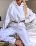 🎁Last Day ✨Pure Color Drawstring Fashion Hooded Sweater Set