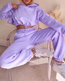 🎁Last Day ✨Pure Color Drawstring Fashion Hooded Sweater Set