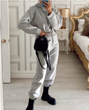 🎁Last Day ✨Pure Color Drawstring Fashion Hooded Sweater Set