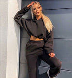 🎁Last Day ✨Pure Color Drawstring Fashion Hooded Sweater Set