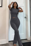 Women's Short Sleeve T-Shirt with Flared Leg Leggings Casual Set