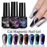 Flashy Magic Multicolor Diamond-Dust Cat Eye Nail Polish Gel with Laser Reflective Effect UV Gel  (3 bottles)