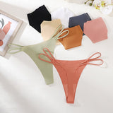 Seamless Ice Silk Minimalist One-Piece Women's Low-Rise Breathable Sexy Thong（8 PACK &8 colors）