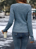 Elegant Women's Casual Knit Sweater, Long Sleeve Warm Pullover for Spring & Fall, Korean Style Holiday Fashion Top
