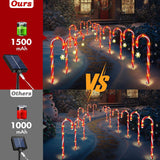 😍Outdoor Candy LED Cane Light Solar Powered ,Waterproof ,8 Modes (1 Set of 12)